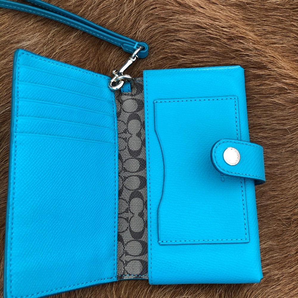 Coach turquoise wristlet